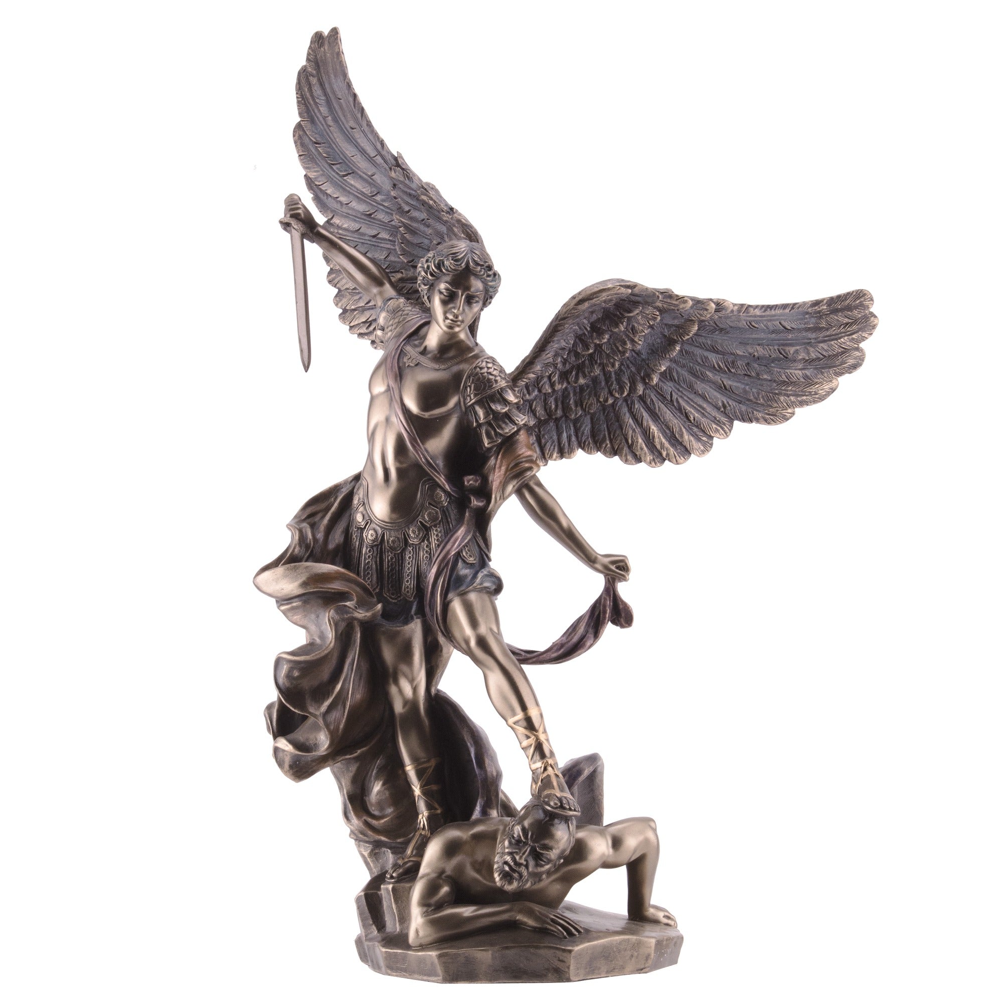 St. Michael Bronze Finish Statue, 14"