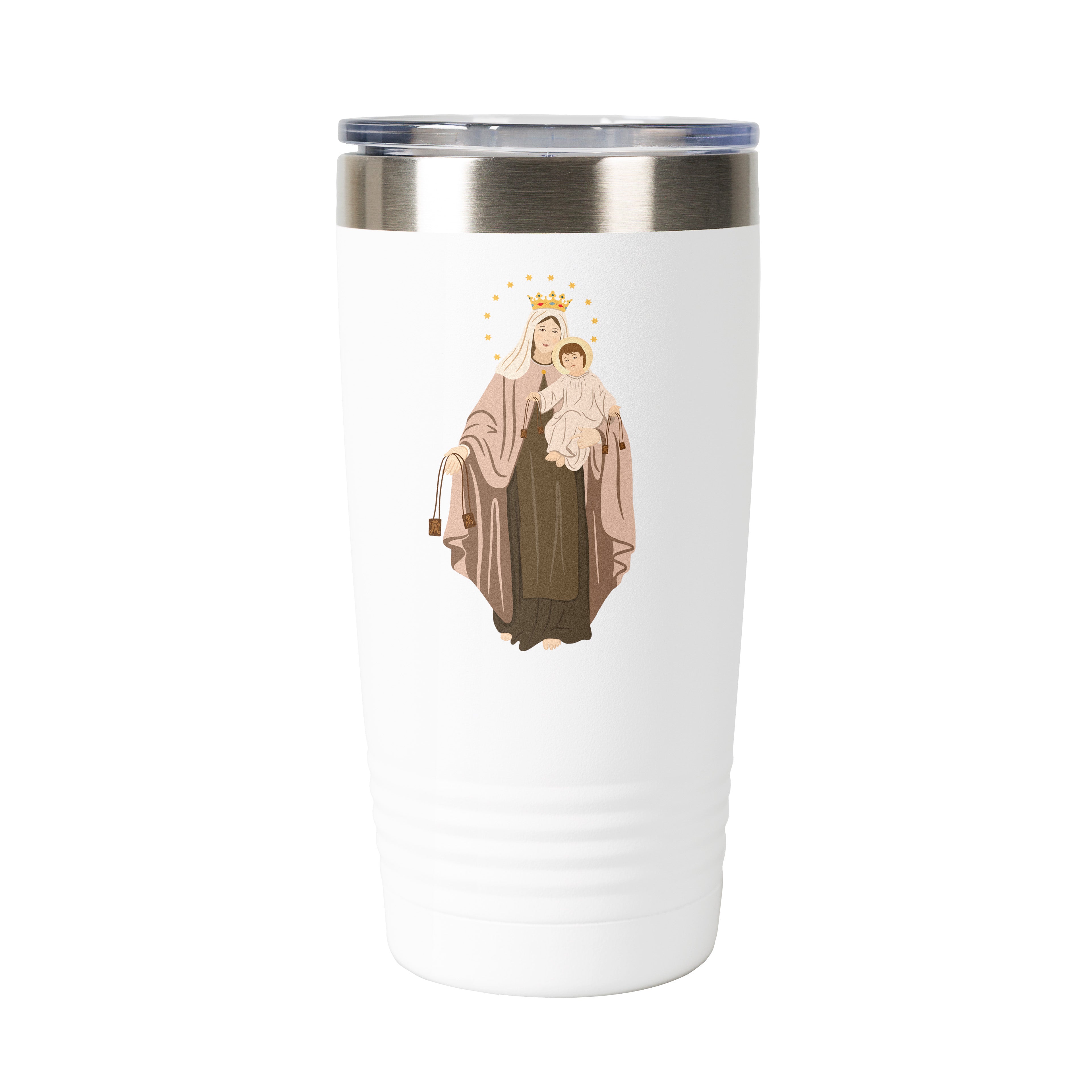 Our Lady of Mount Carmel Personalized 20 oz. White Tumbler