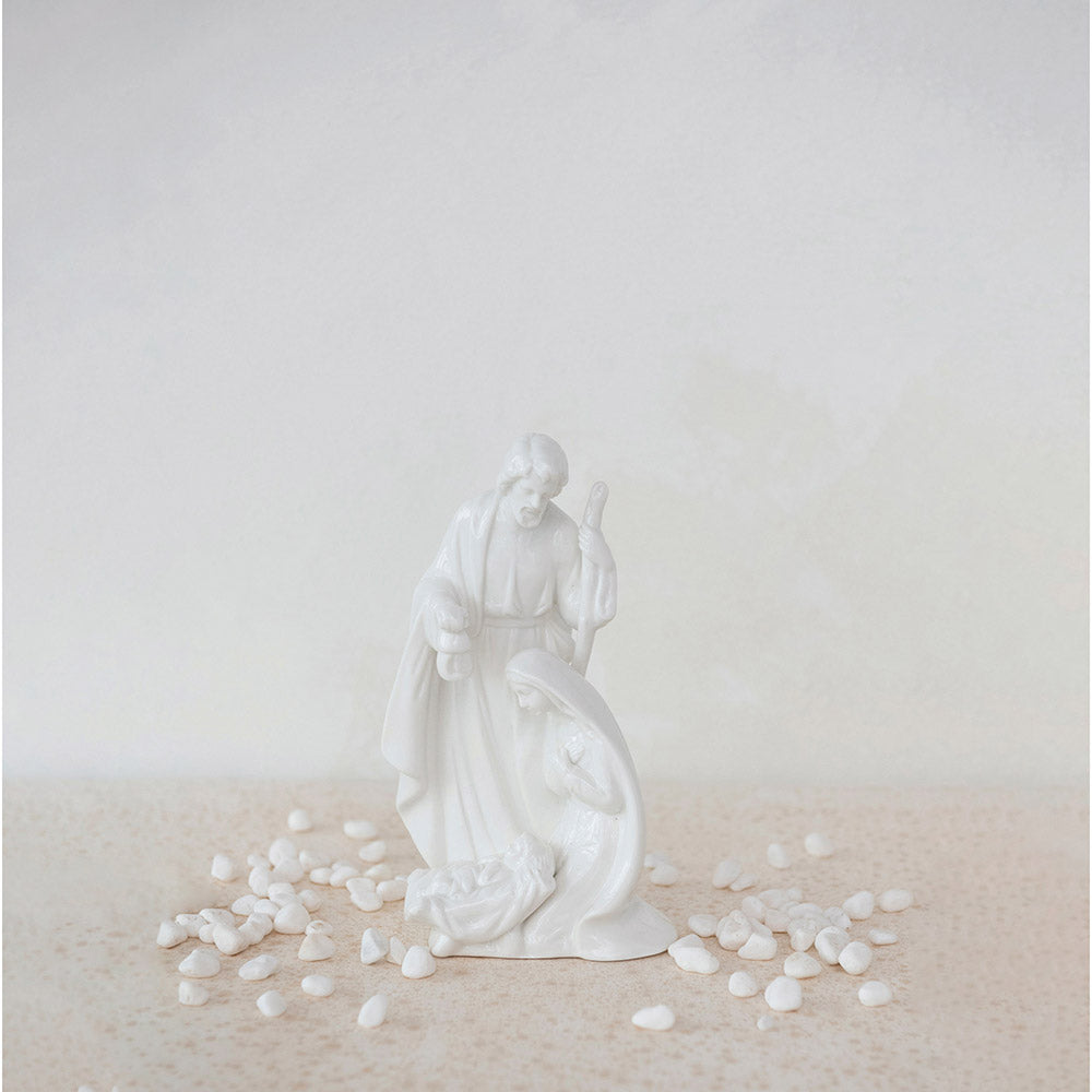 Stoneware Holy Family One-Piece Nativity Scene - 7.75"