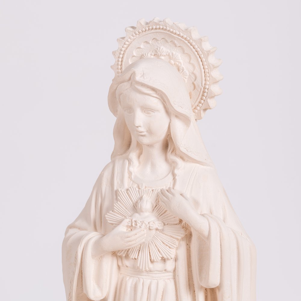 White Immaculate Heart Statue with Halo - 16"