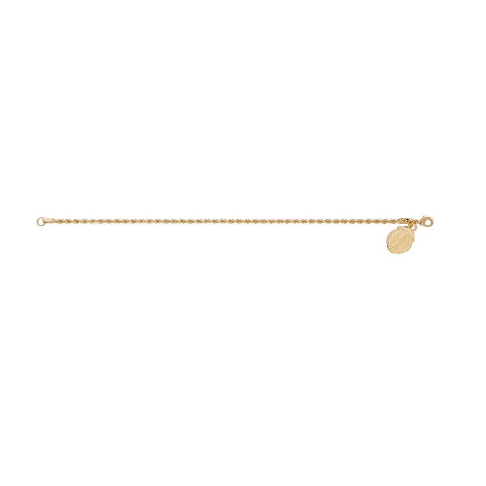 Gold Baroque Miraculous Medal Rope Chain Bracelet