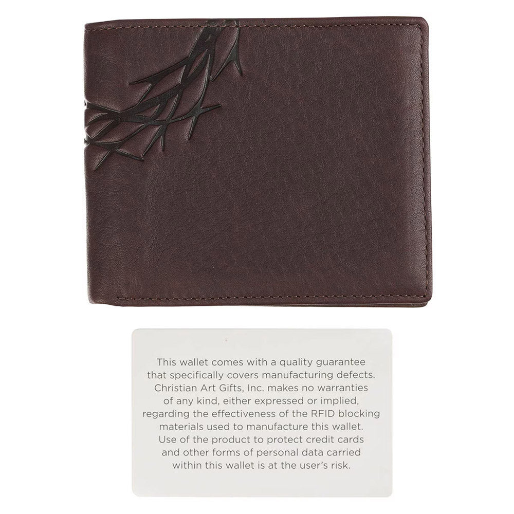 Genuine Leather Brown Crown of Thorns Wallet