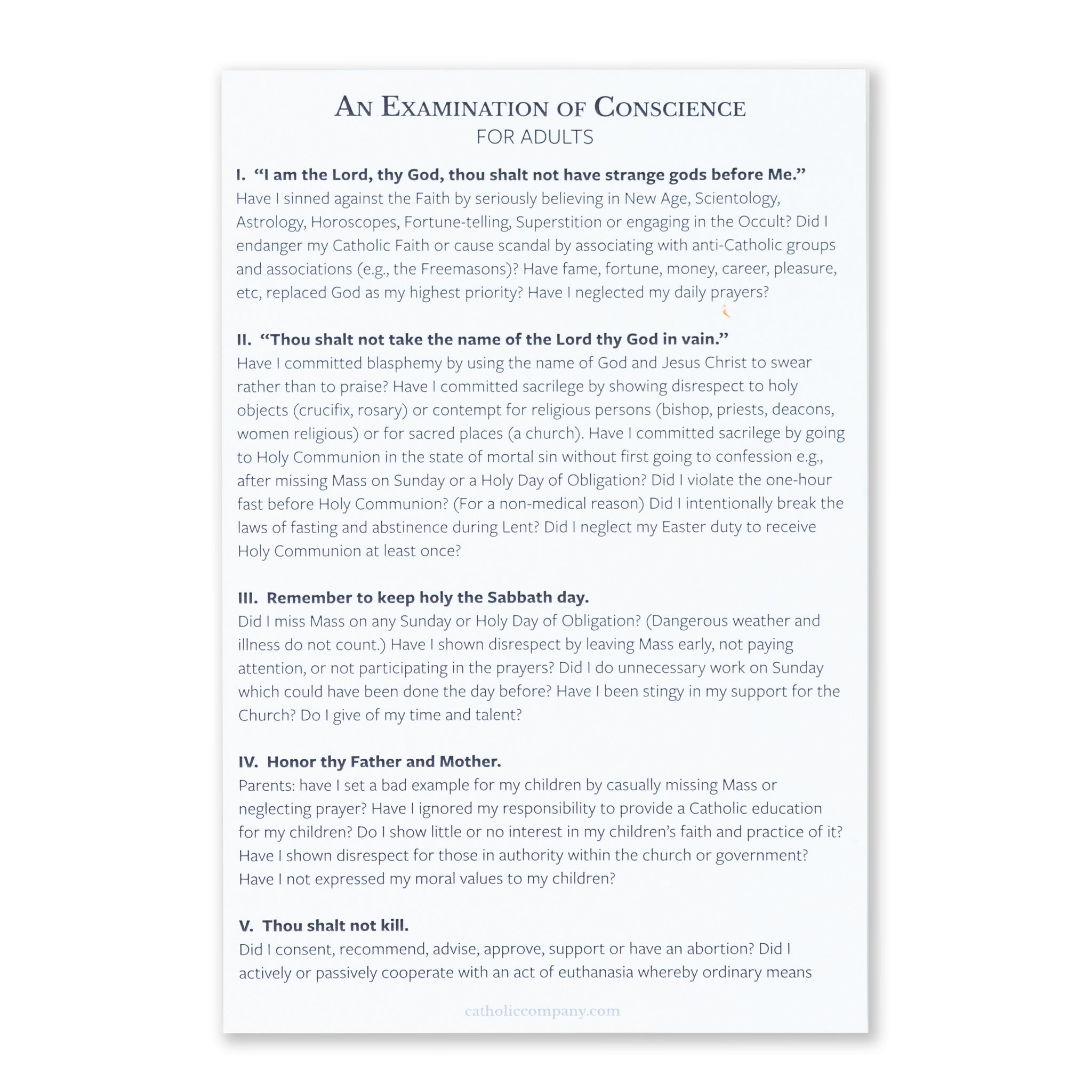 Examination of Conscience Card | The Catholic Company®