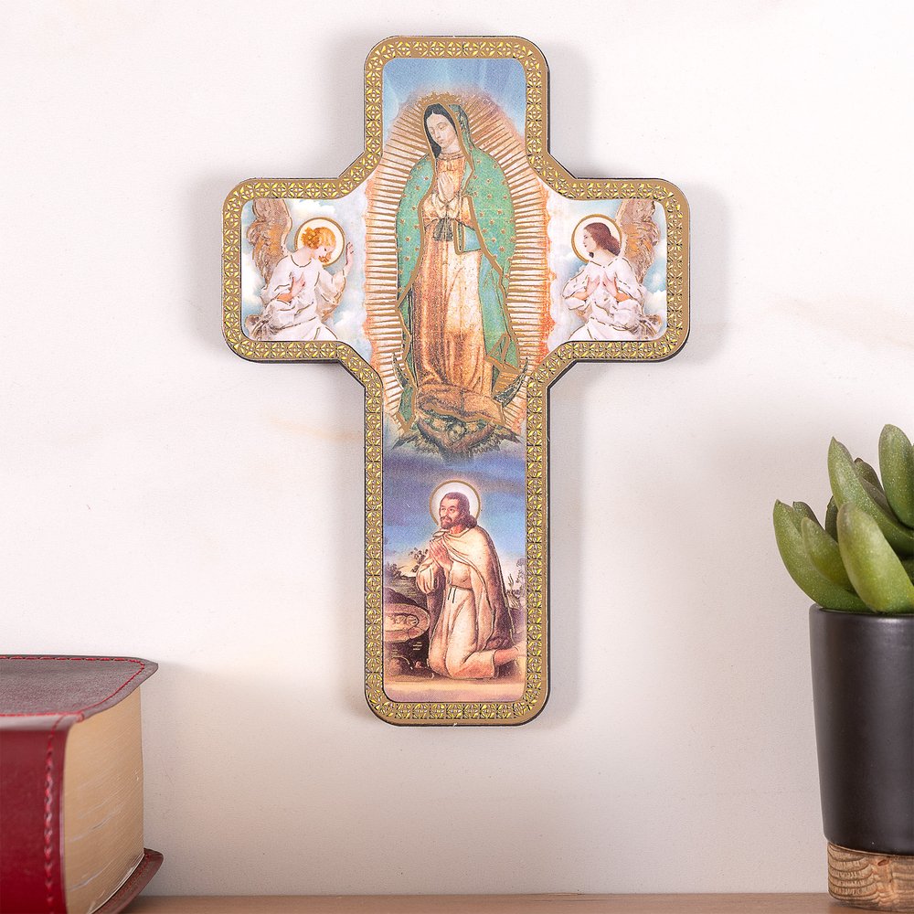 O.L. of Guadalupe & St. Juan Diego Blessing Wall Cross - 7"