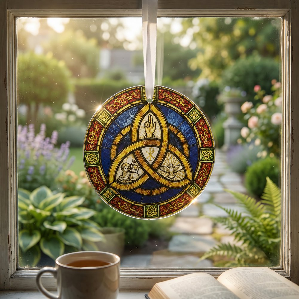 Holy Trinity Knot Stained Glass Suncatcher - 6" (D)