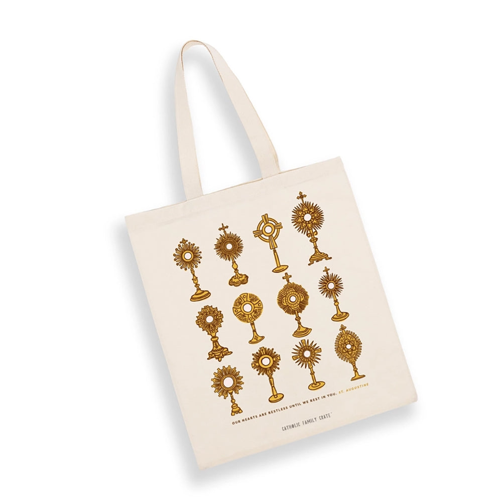 Golden Monstrance Canvas Tote Bag