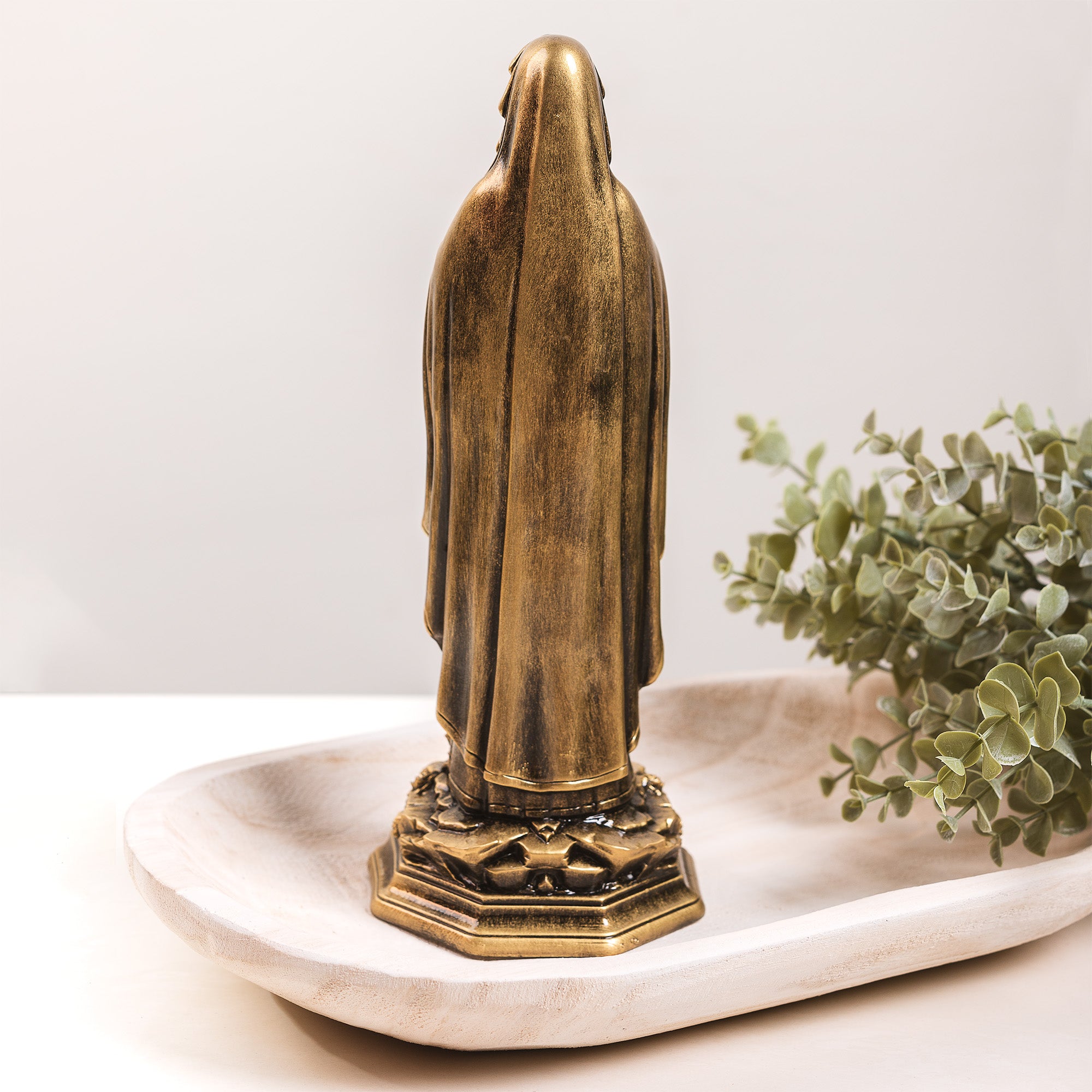 Painted Bronze Lourdes Statue with Medals - 11.8"