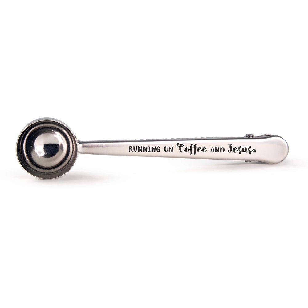 Running On Coffee & Jesus Steel Coffee Scoop & Clip