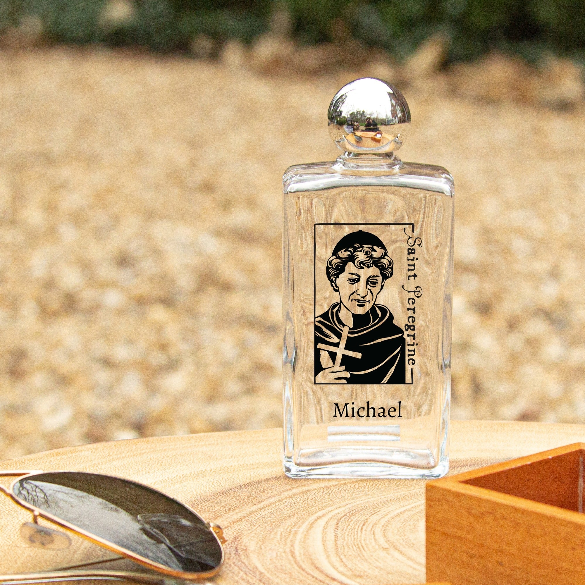 Personalized St. Peregrine Holy Water Bottle