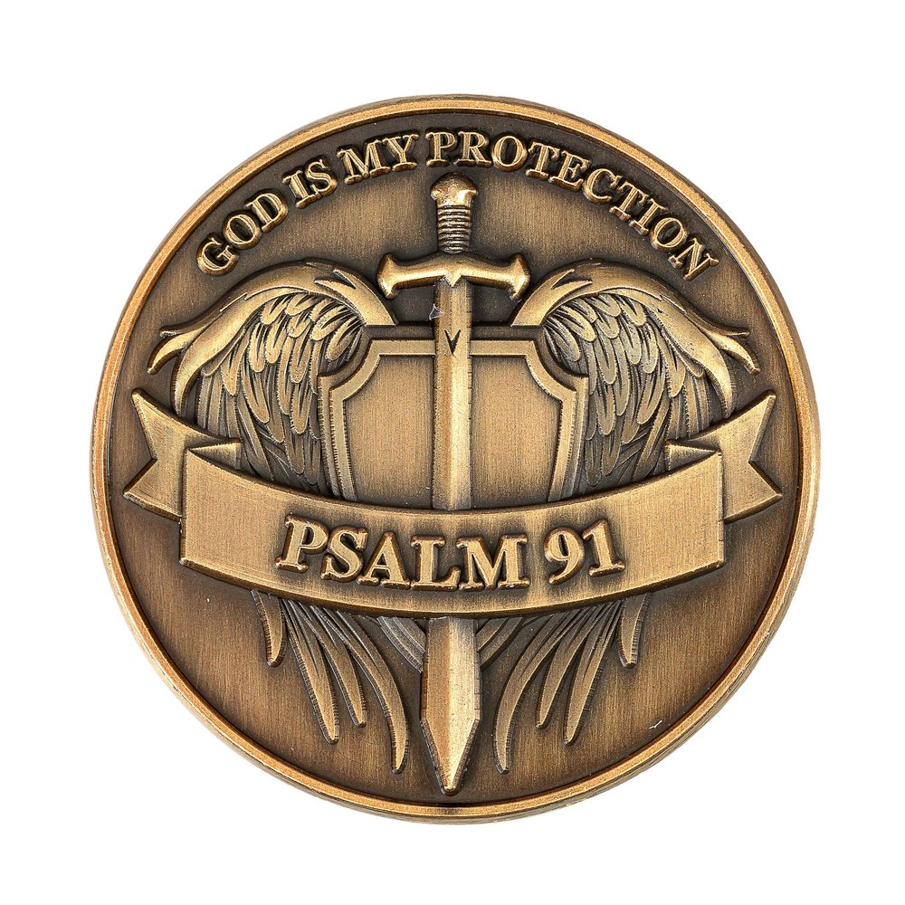 God is My Protection Antique Gold Plated Pocket Coin