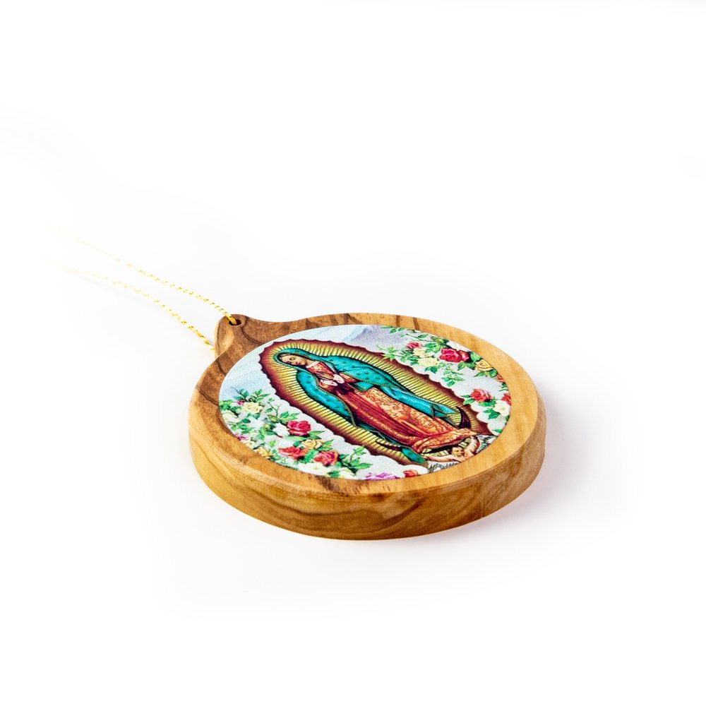 Thick Cut Olive Wood Our Lady Of Guadalupe Ornament