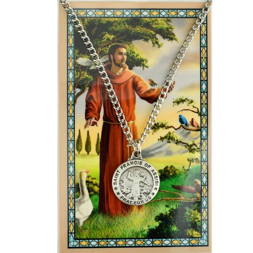 St. Francis of Assisi Patron Saint Prayer Card with Medal