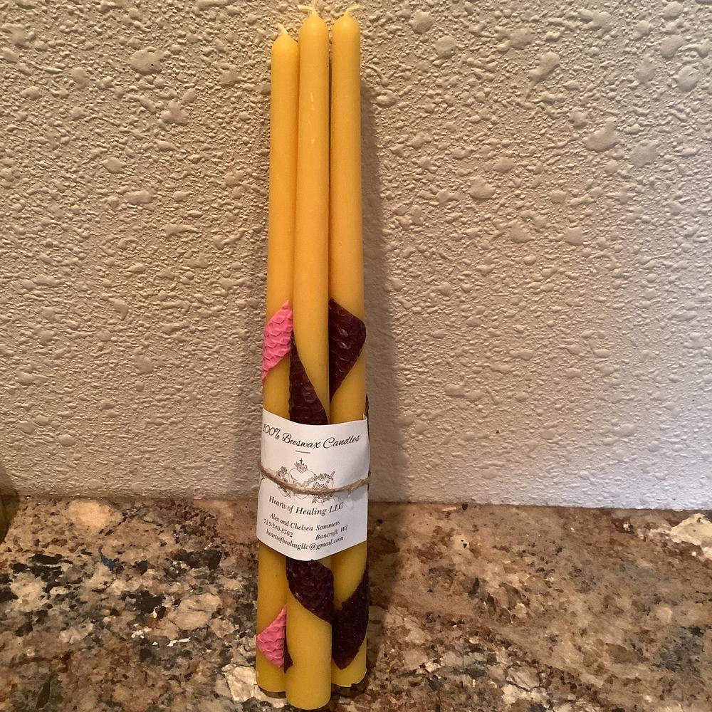 Hand-Poured Beeswax Advent Taper Candles - Set of 4