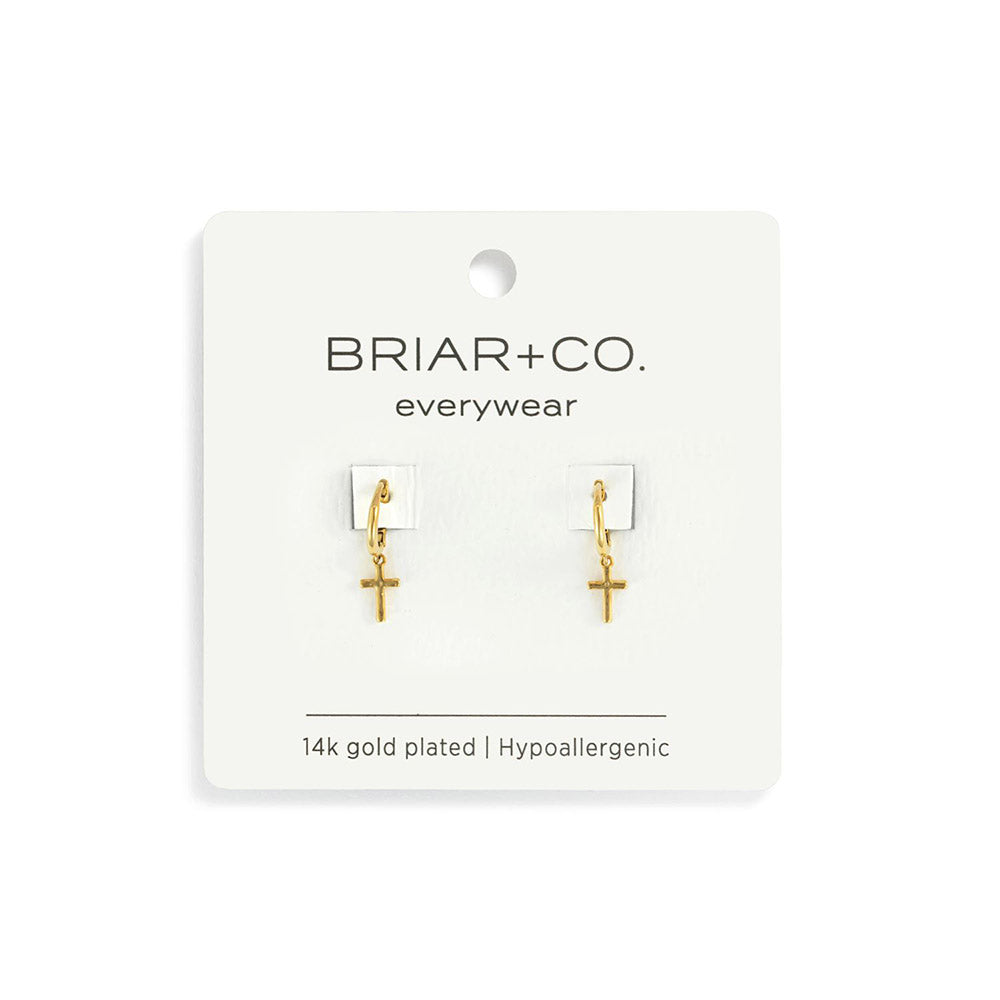Gold Cross Huggie Earrings