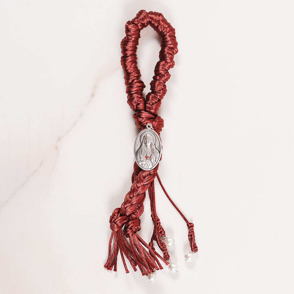 Handcrafted Braided Burgundy Sacred Heart Home Blessing