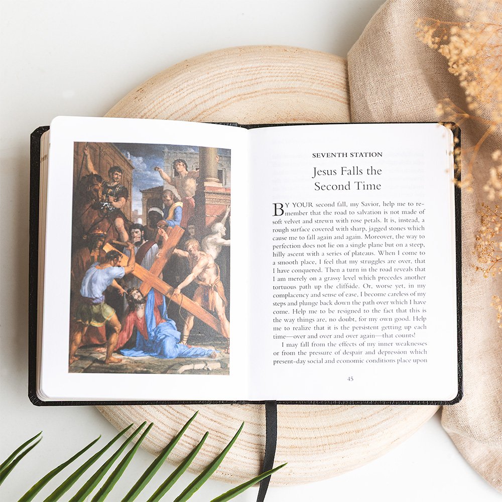 Stations of the Cross for Mothers - Journey of Love & Mini Pieta Alabaster Statue Gift Set