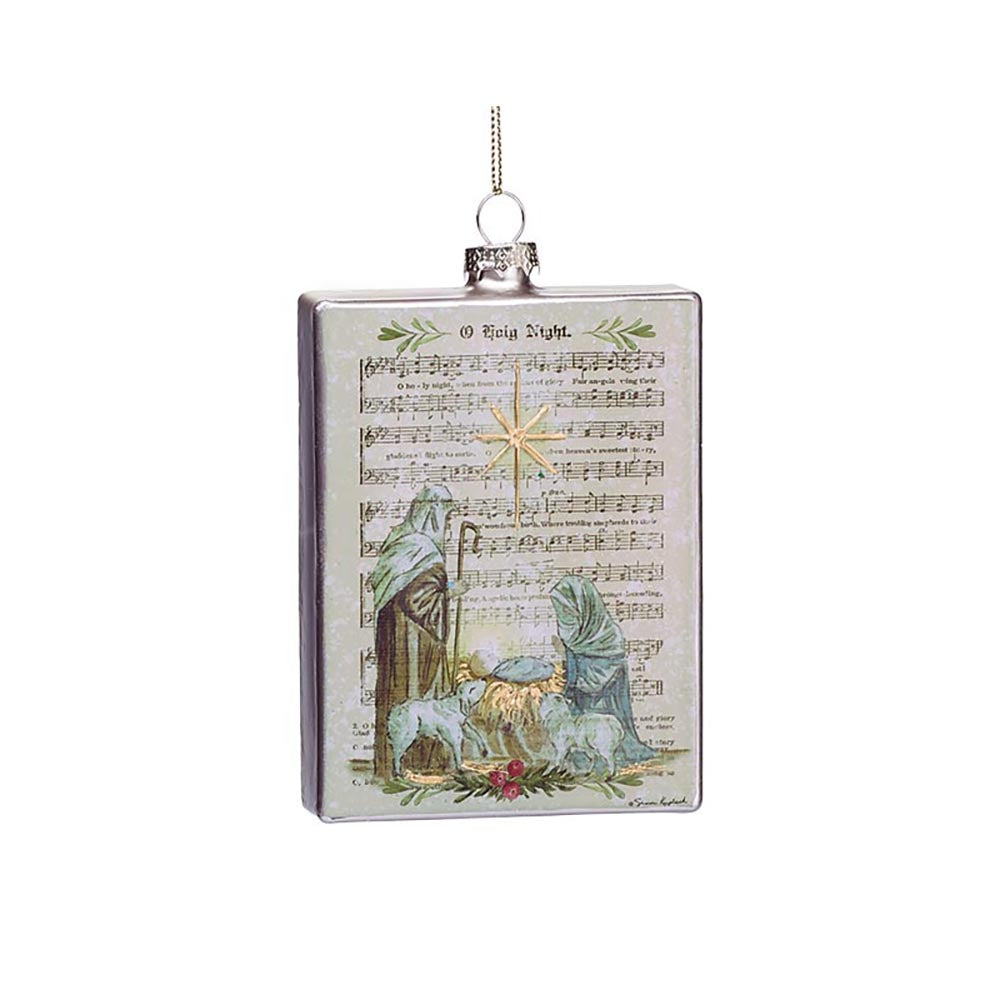O' Holy Night Holy Family Blown Glass Nativity Ornament
