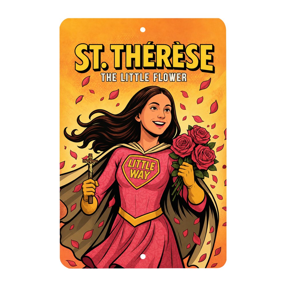 St. Thérèse Superhero Tin Sign