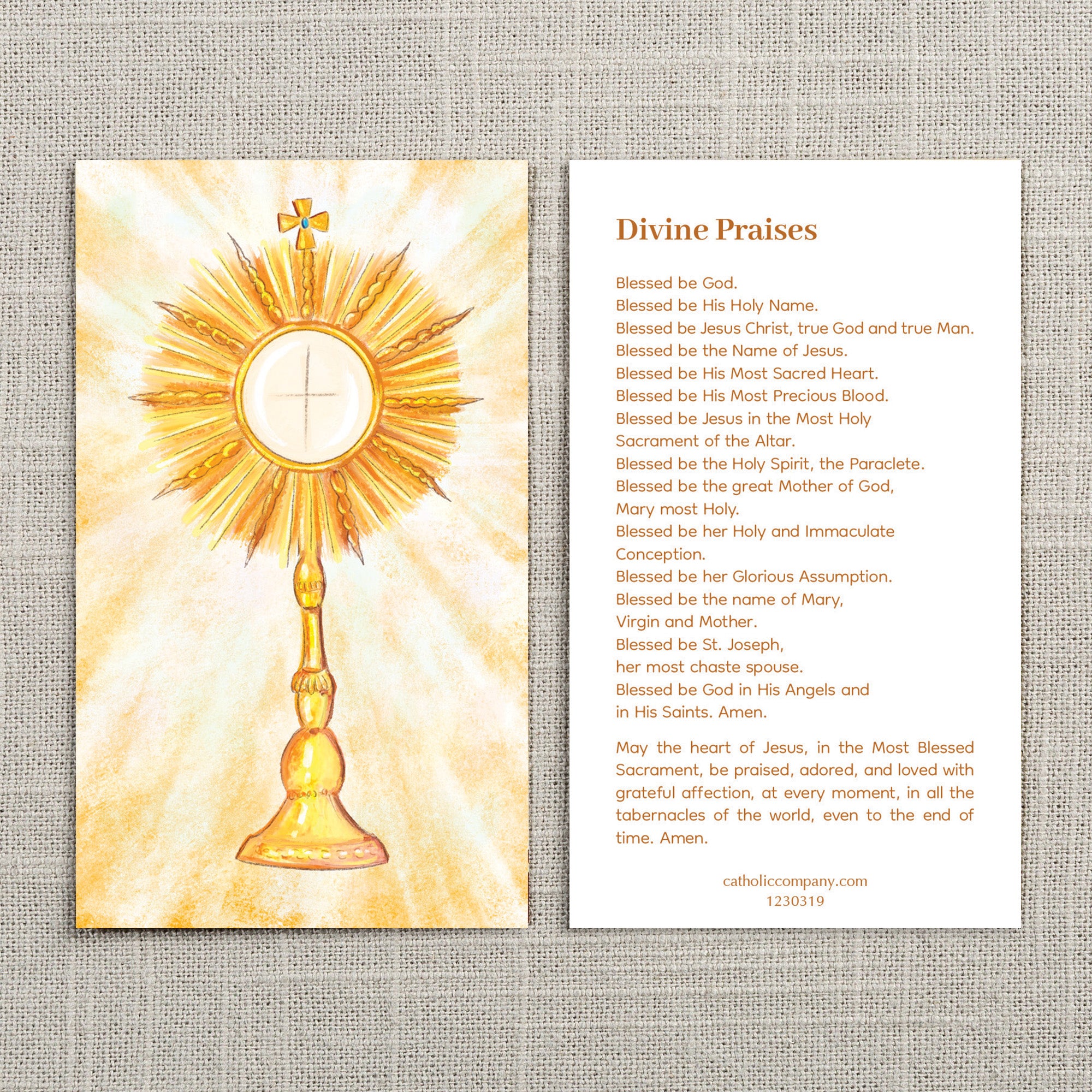 The Divine Praises Prayer Card
