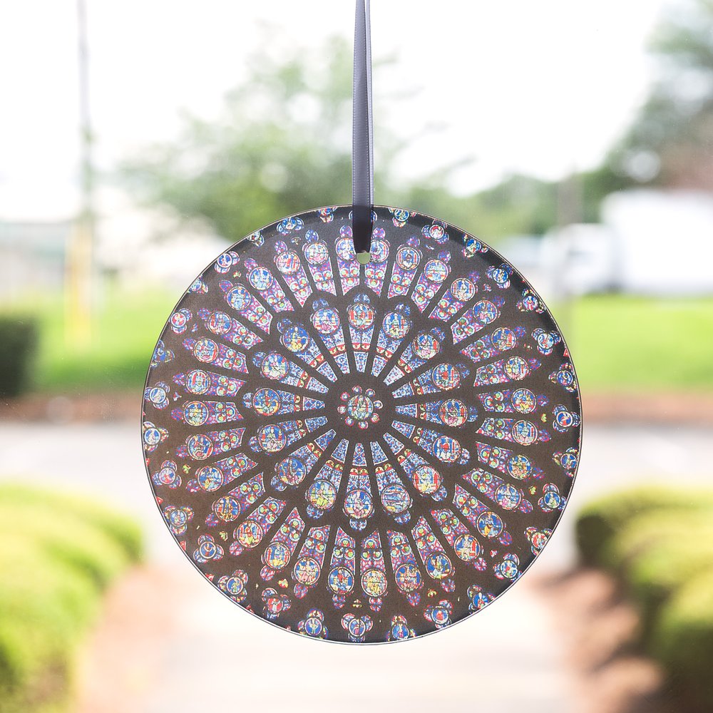 Notre Dame Stained Glass Window Suncatcher - 6"