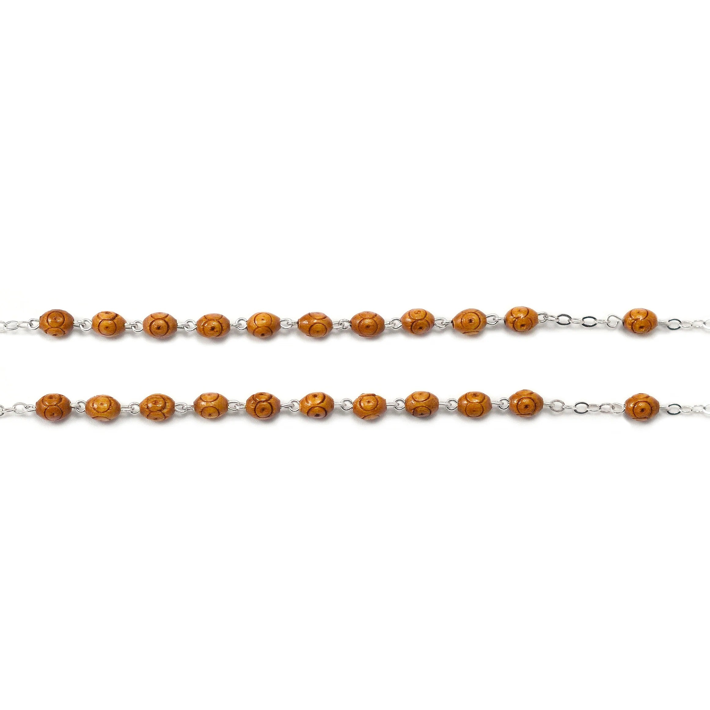 St. Francis & St. Clare Antique Wood & Silver Rosary