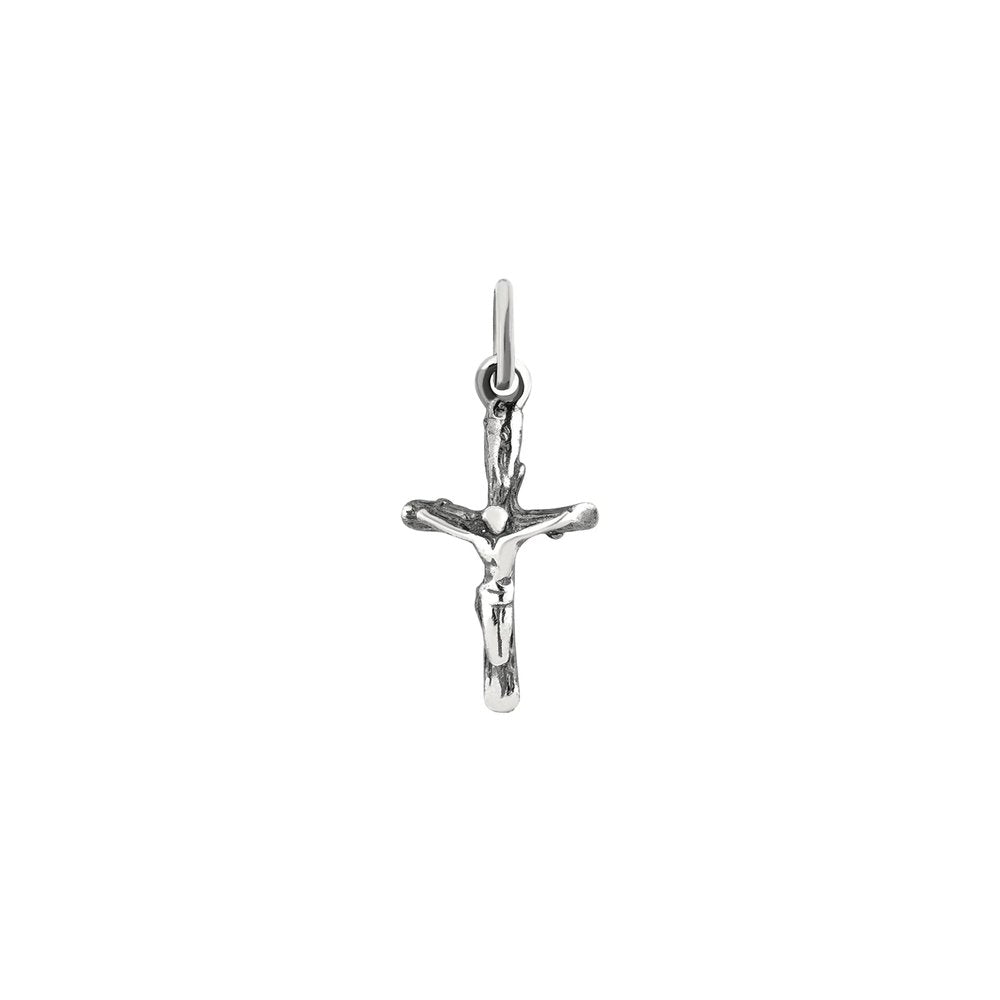 Petite Sterling Silver Rustic Crucifix Pendant - .75"