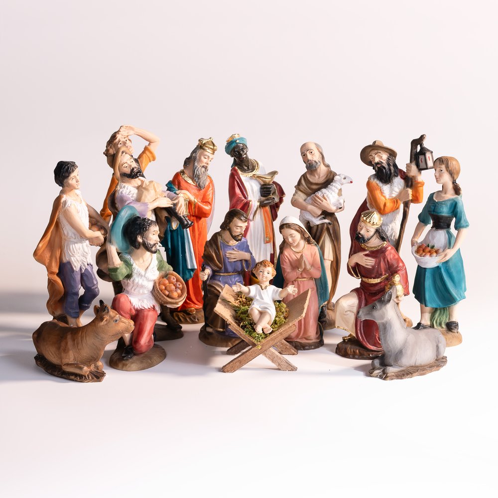 Italian Hand-Painted Nativity Set - 16 Pieces