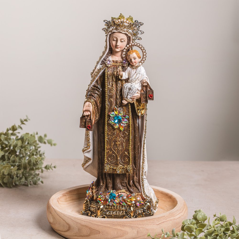 Jeweled Our Lady of Mt. Carmel Statue - 16"