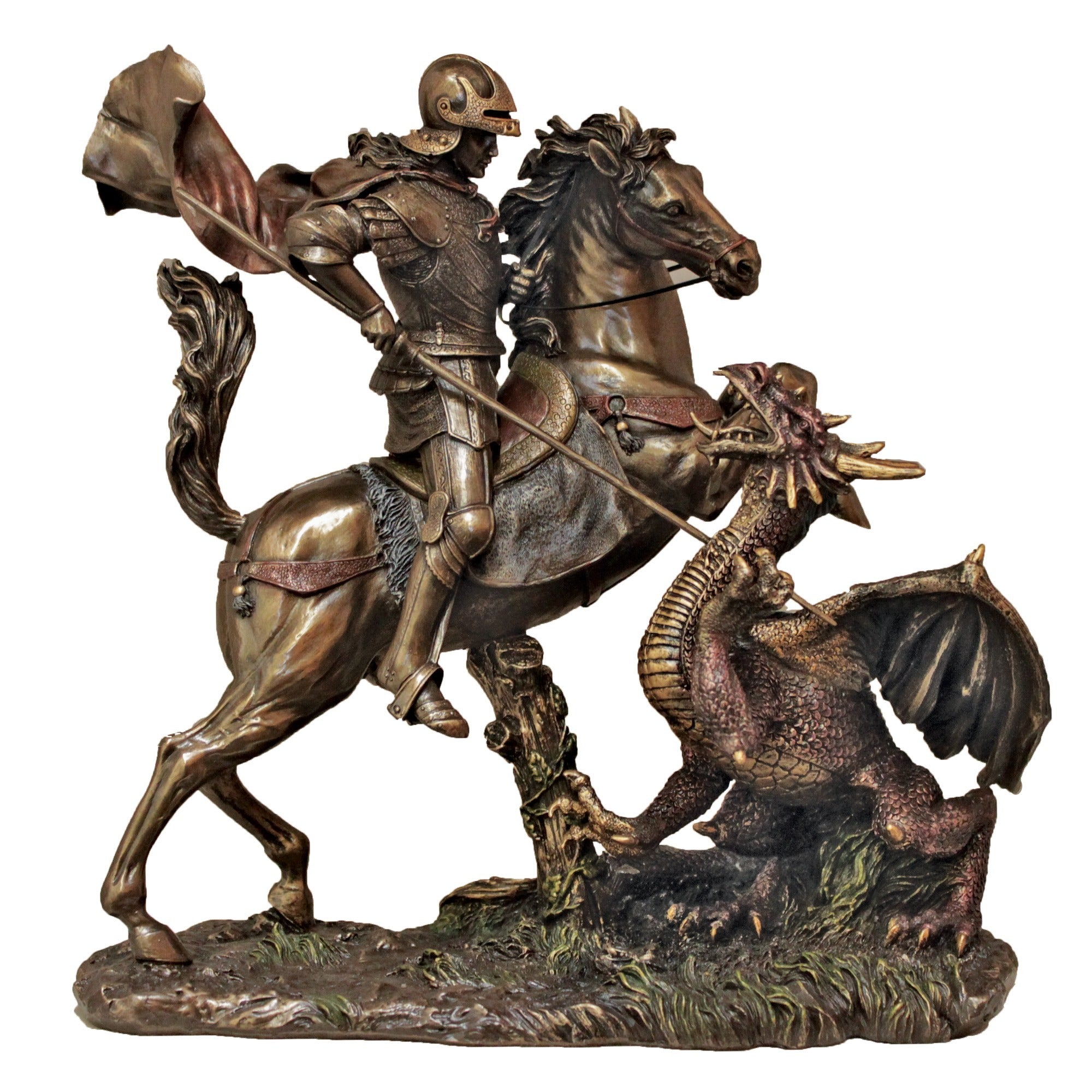 St. George in Battle Bronzed Statue