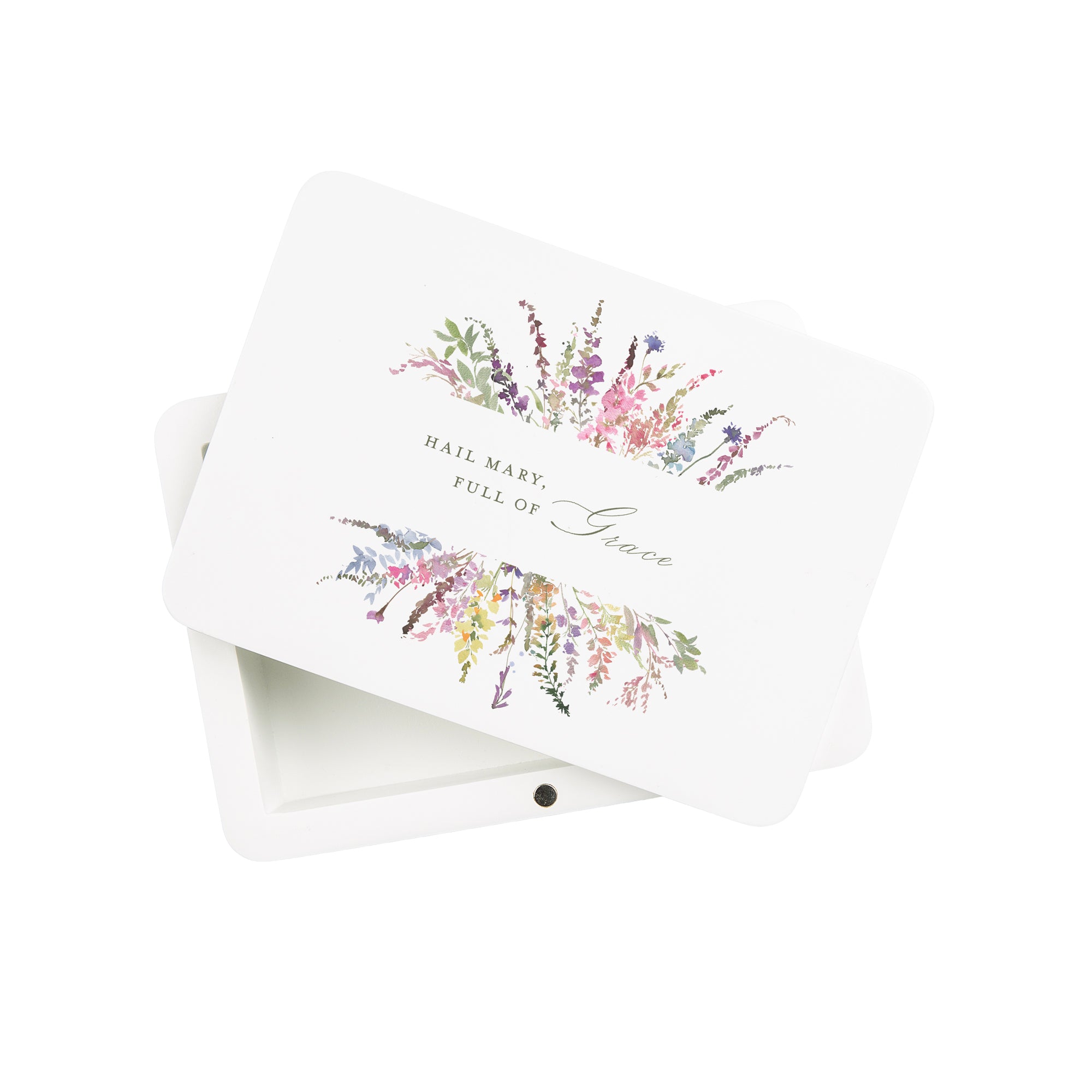 Hail Mary Floral Rosary Keepsake Box