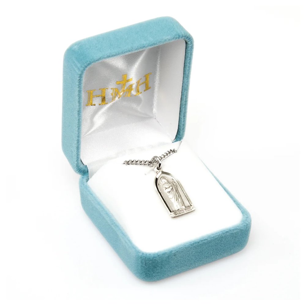 Sterling Silver St. Jude Thaddeus Arched Medal Necklace