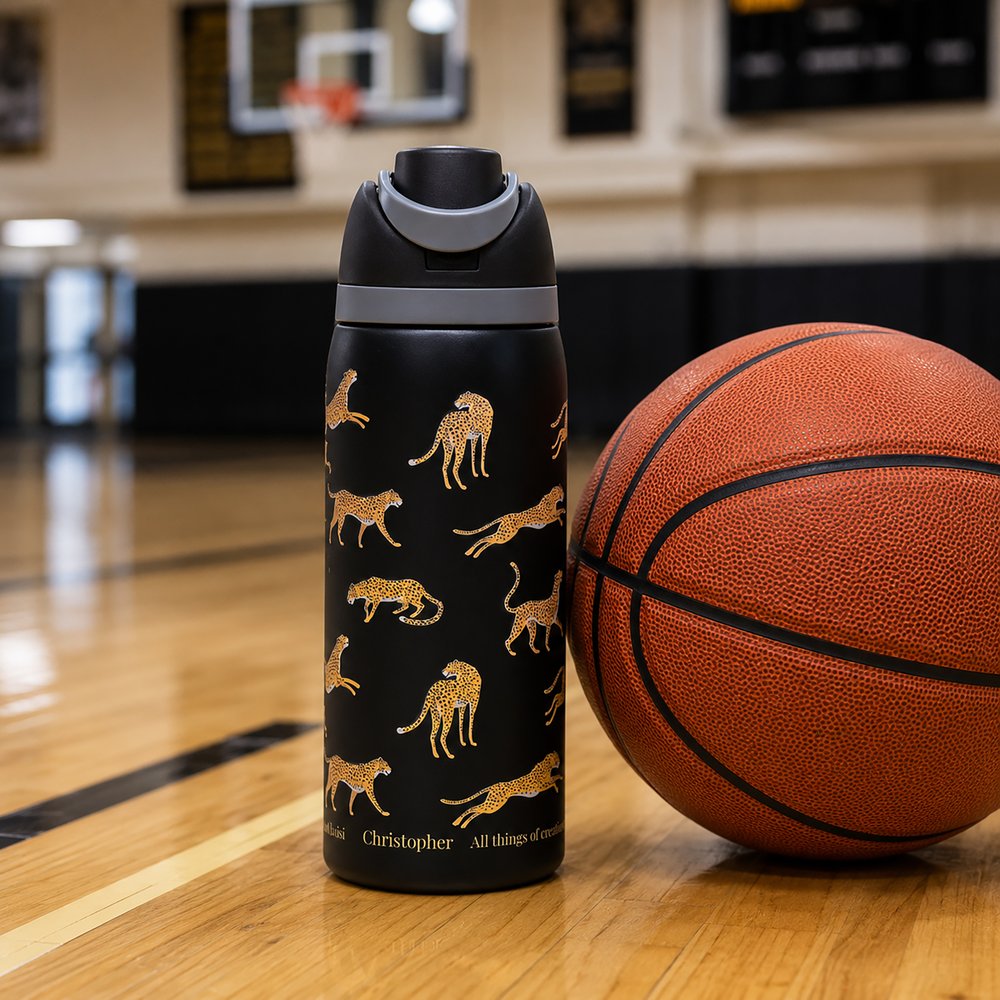 Personalized St. Francis Cheetah Water Bottle
