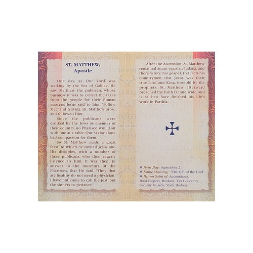 St. Matthew - Mini Lives of the Saints Folded Prayer Card