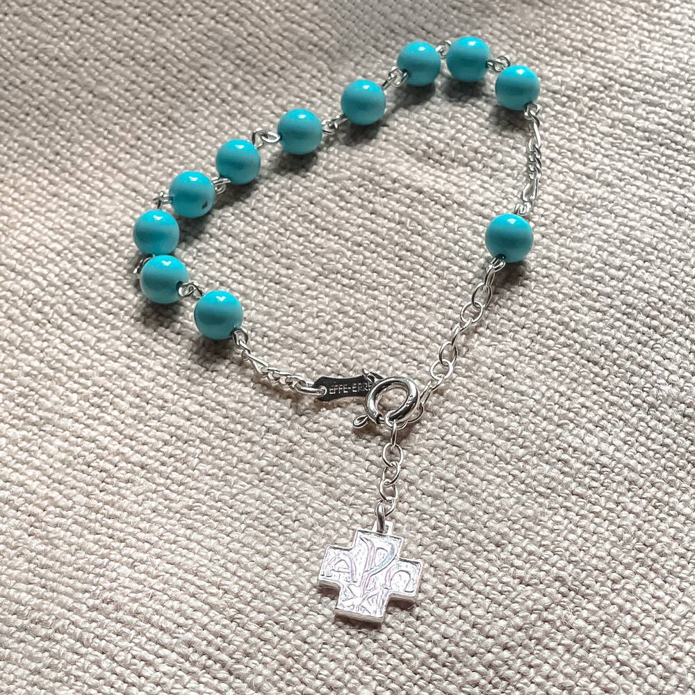 Turquoise & Sterling Rosary Bracelet