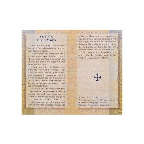 St. Lucy - Mini Lives of the Saints Folded Prayer Card