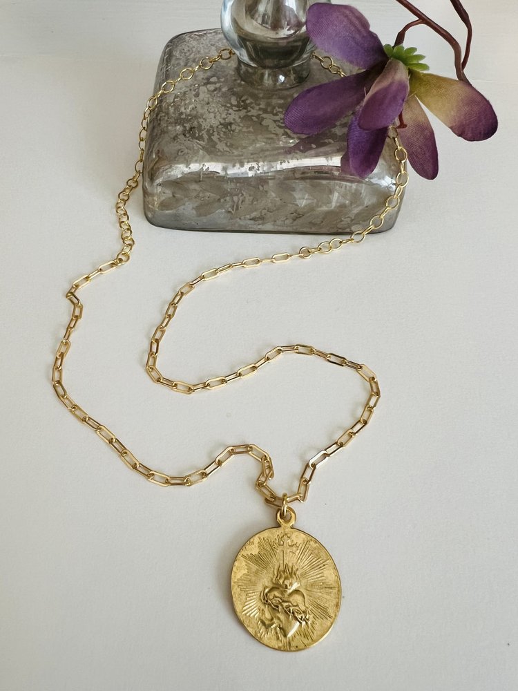 Vintage Medallion Our Lady of Perpetual Help Necklace