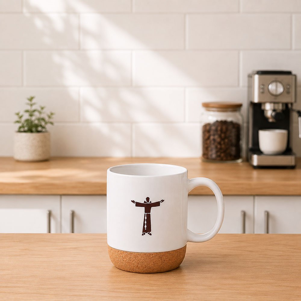 St. Francis Instrument of Thy Peace Cork Bottom Coffee Mug