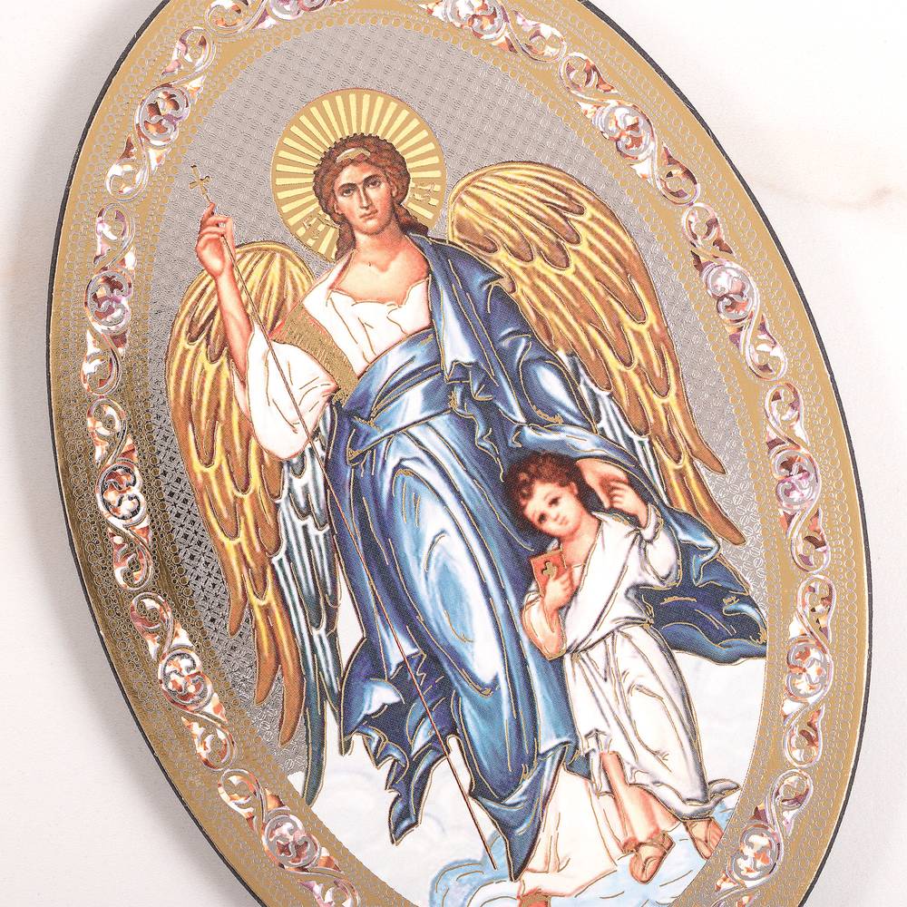 Oval Guardian Angel Icon Plaque - 7"