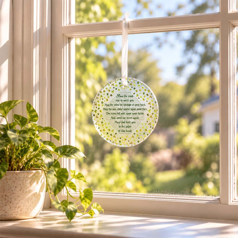Irish Blessing Prayer Glass Suncatcher - 6" (D)