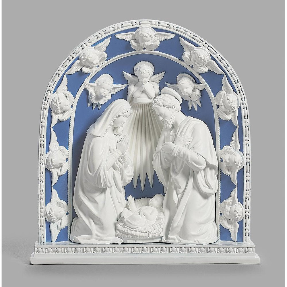Holy Family Nativity with Angels Della Robbia Standing Plaque - 12"