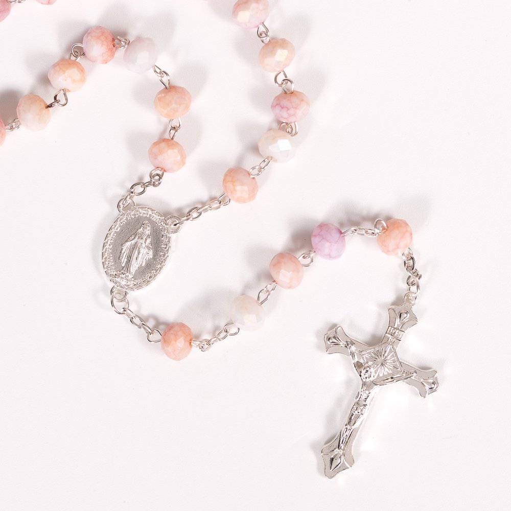 Pink Faceted Italian Glass Rosary