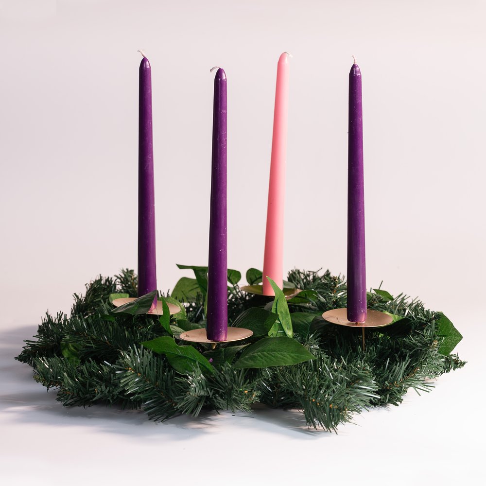 Traditional  Faux Greenery Advent Wreath