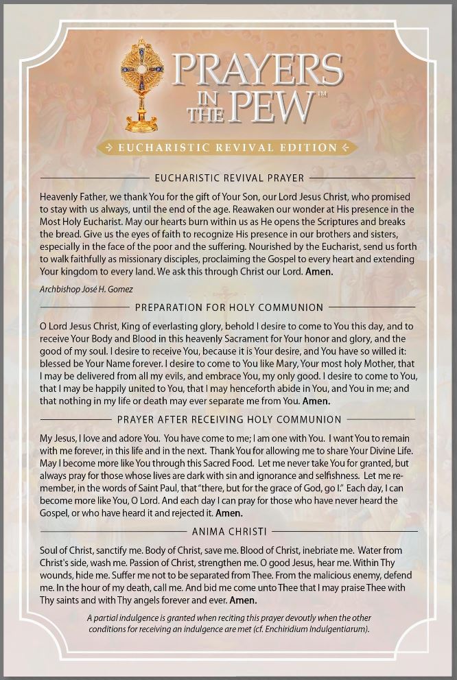Prayers for Eucharistic Revival Large Folded Prayer Card - Multiple Quantities