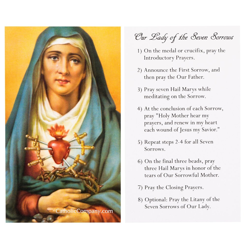 Seven Sorrows Chaplet Prayer Card