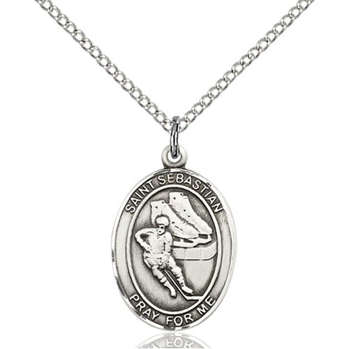 Sterling Silver St. Sebastian / Hockey Pendant