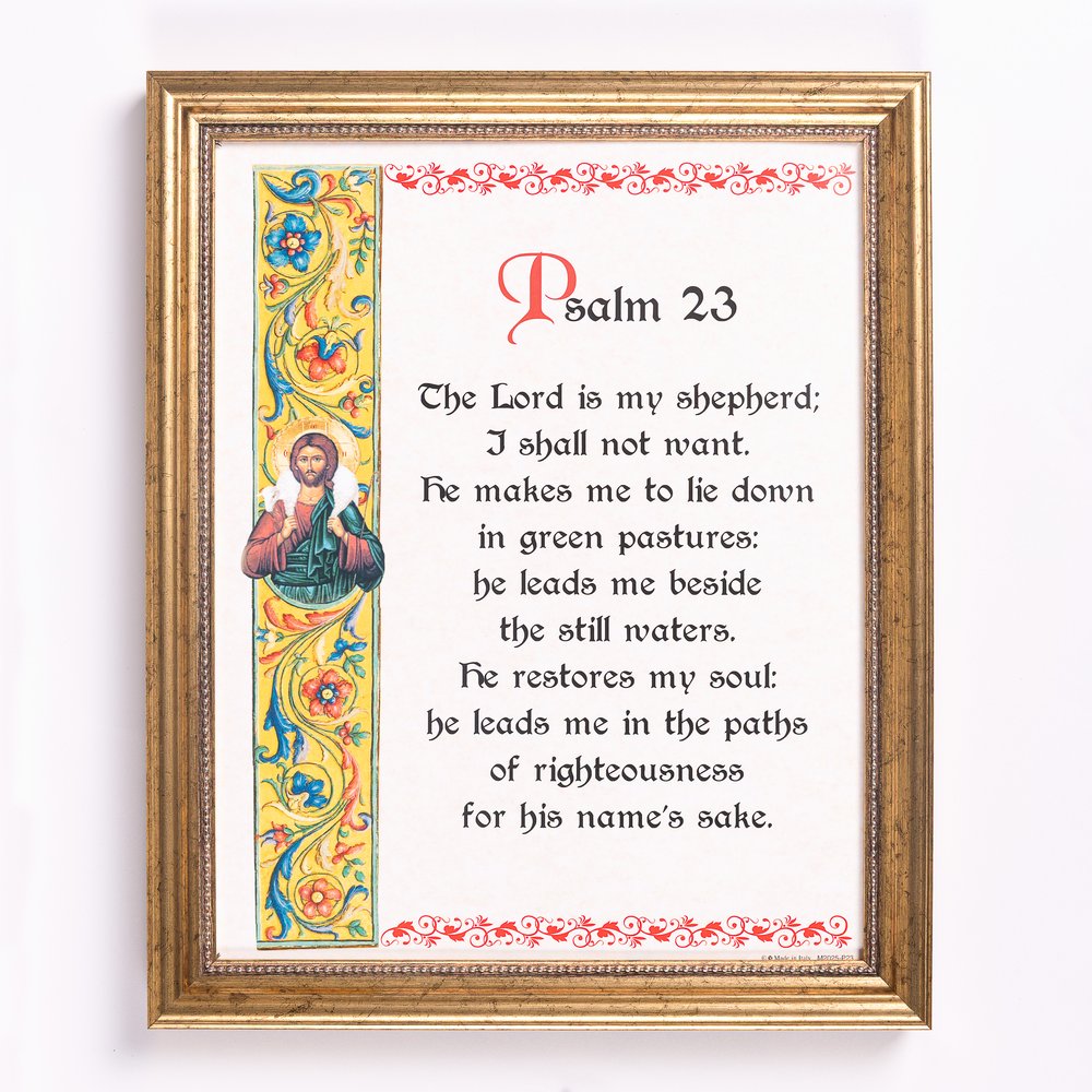 Parchment Style Psalm 23 Framed Print - 8" x 10"