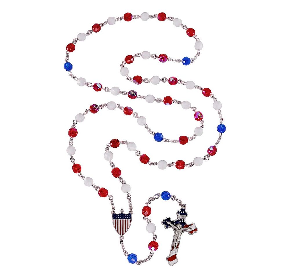 Red, White & Blue America 250th Anniversary Commemorative Glass Rosary