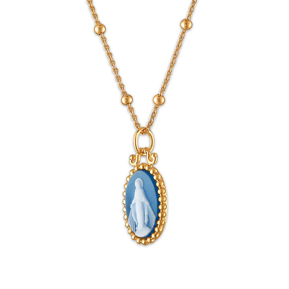 Beaded Miraculous Mary Stone Cameo Necklace | The Catholic Company®