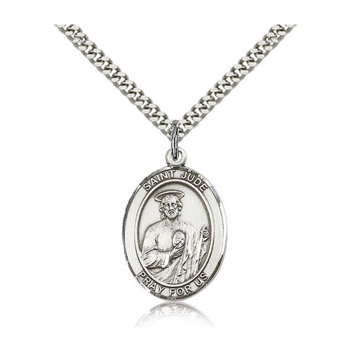 St. Jude Thaddeus Pendant with Chain, Bliss, Sterling Silver