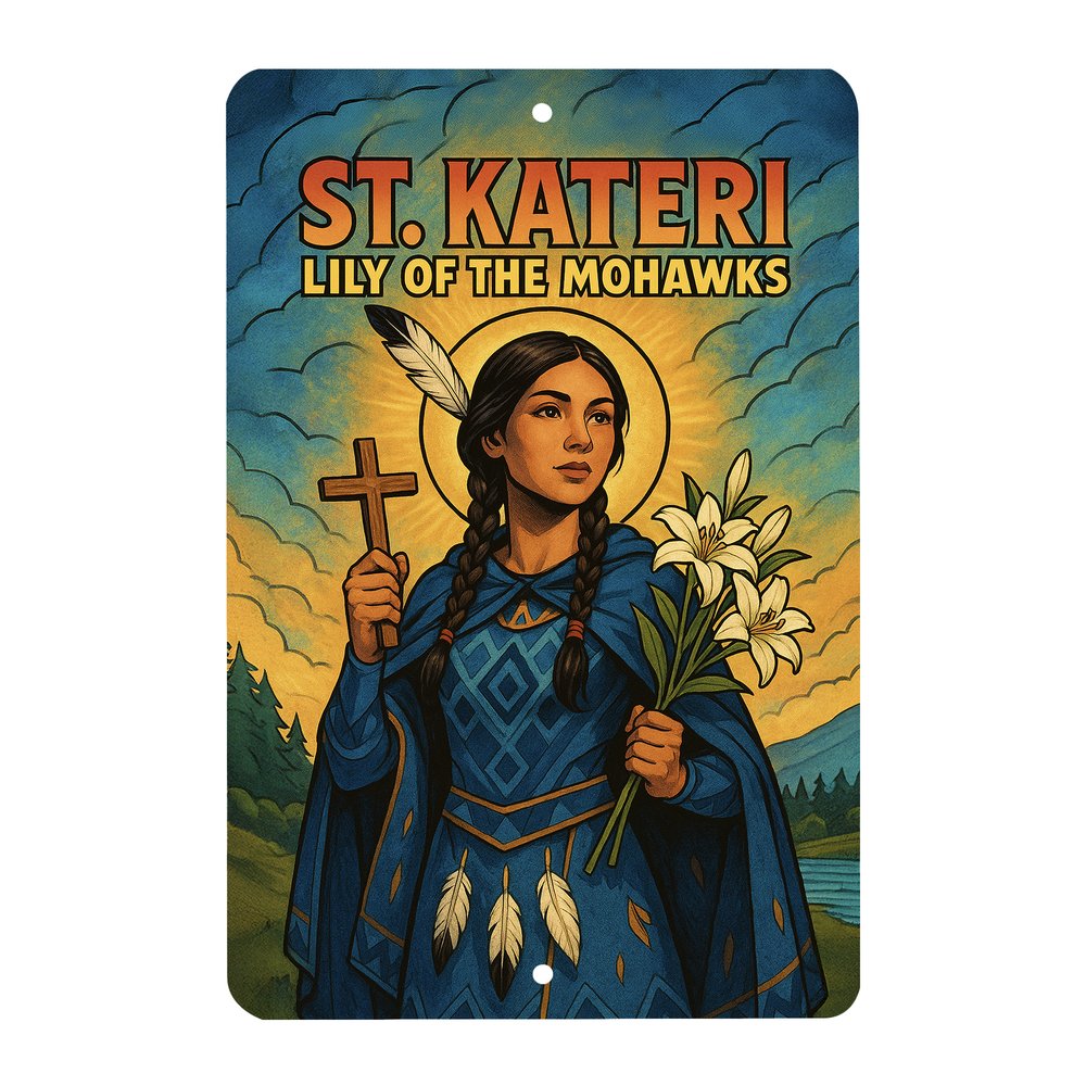 St. Kateri Superhero Tin Sign